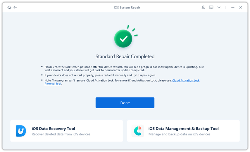 reiboot repair iphone system successfully