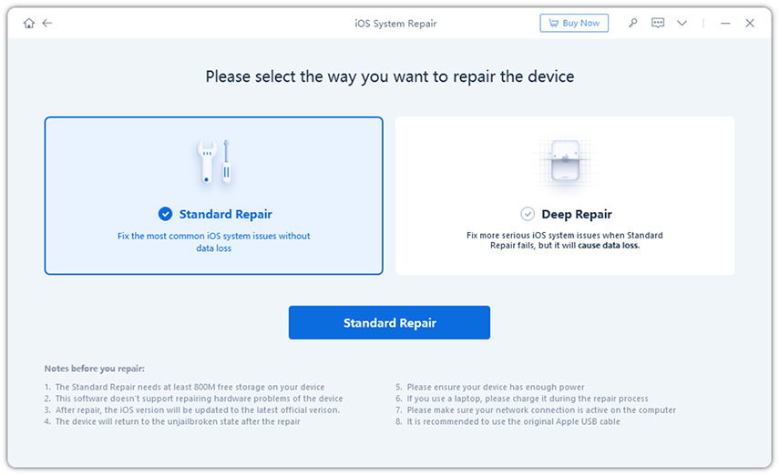 start to fix ios system reiboot