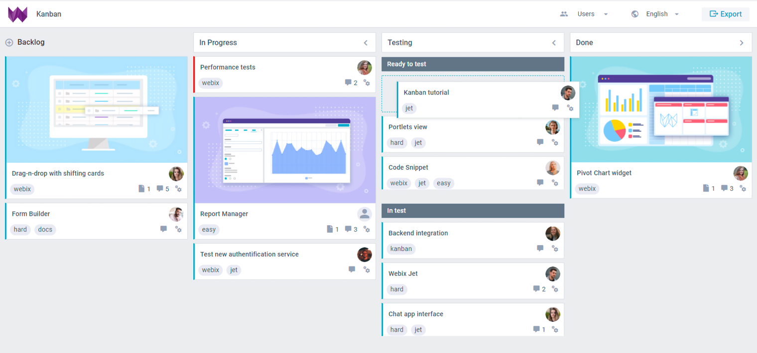 Webix Kanban JavaScript UI Widget